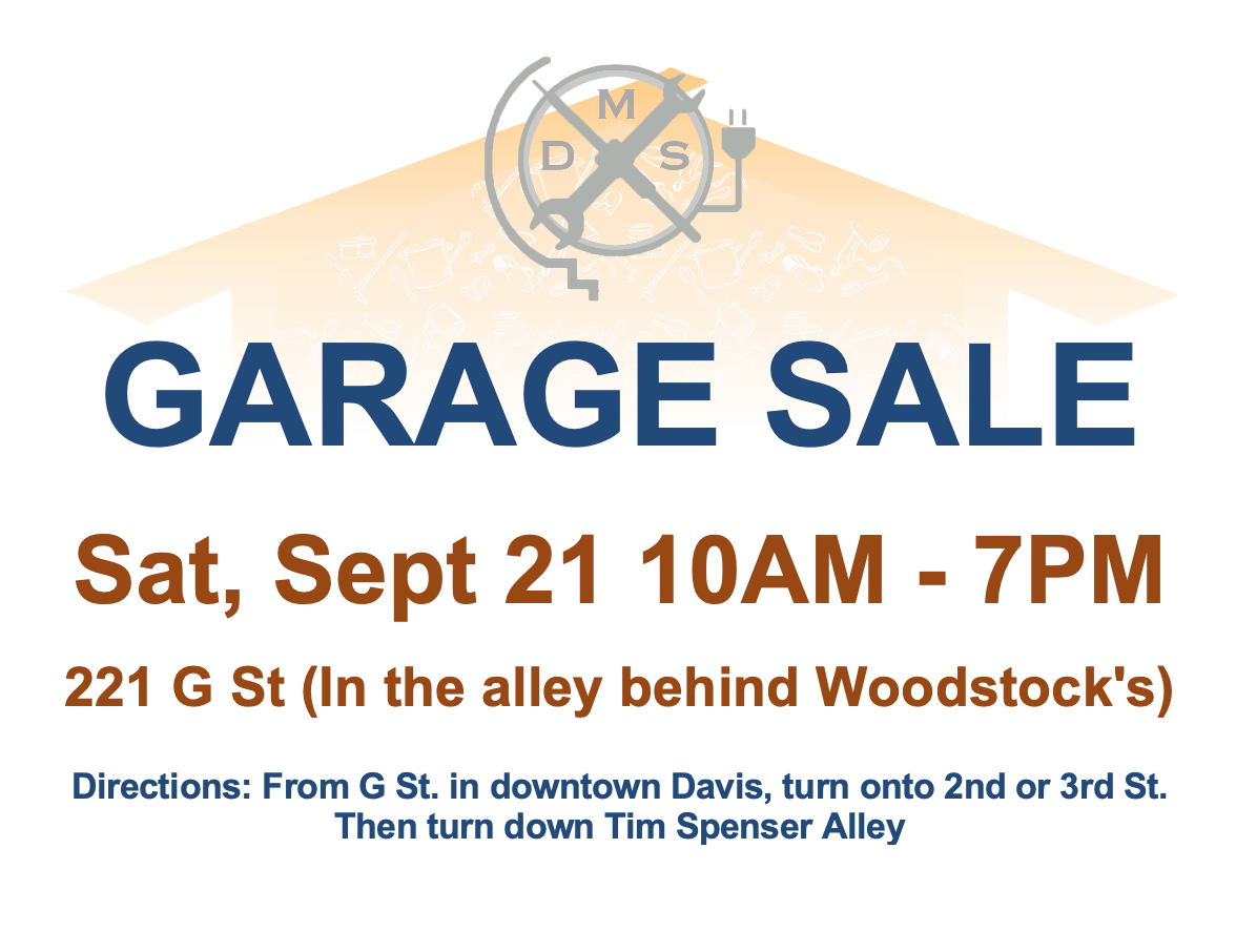 Davis Makerspace's Garage Sale Flyer